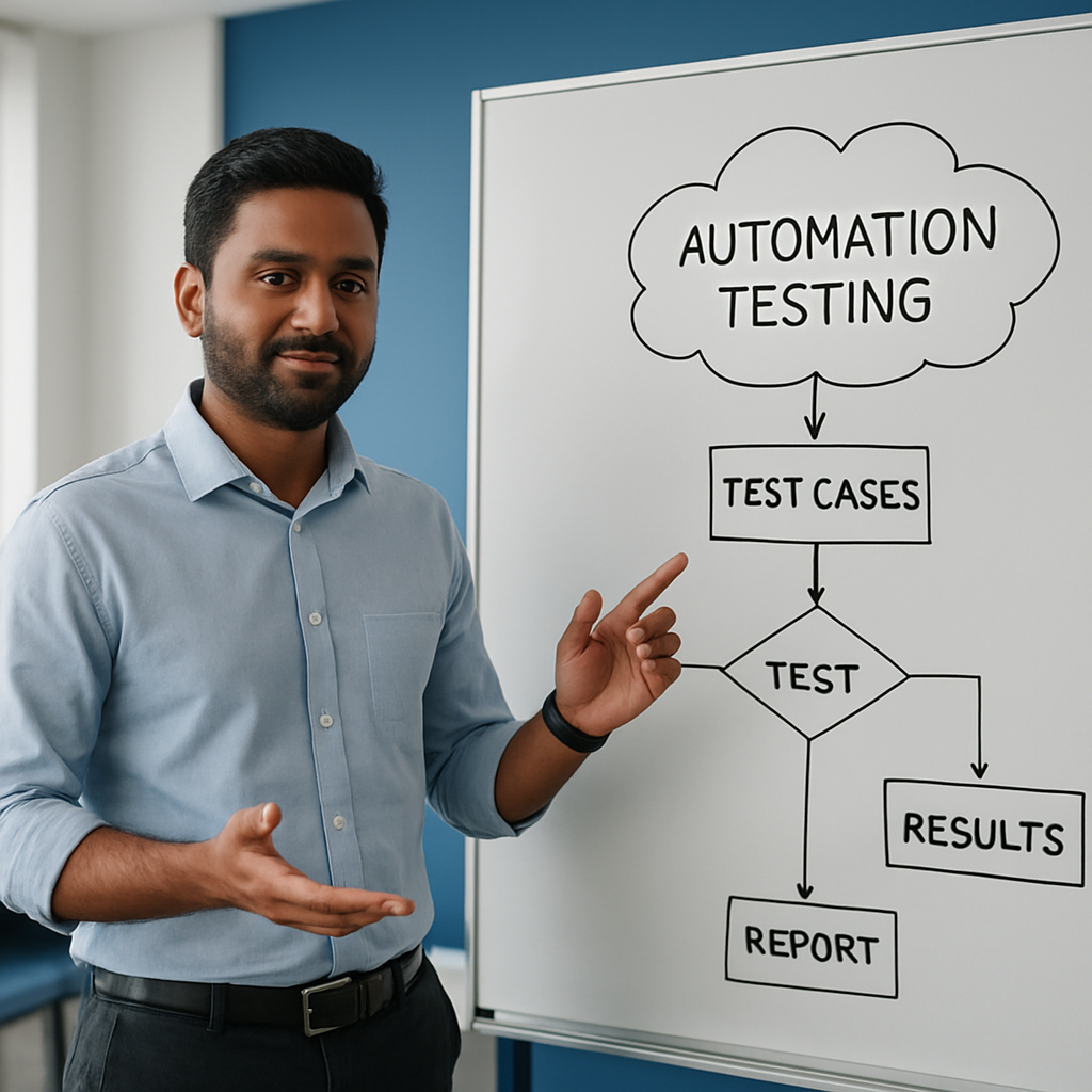 A PRP Global Services trainer explaining automation testing concepts